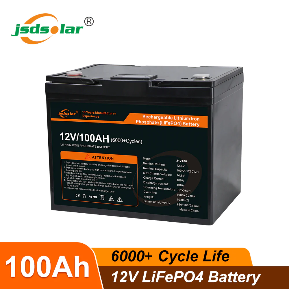 Jsdsolar LiFePO4 Battery 12V100AH / 12V200Ah / 24V100AH