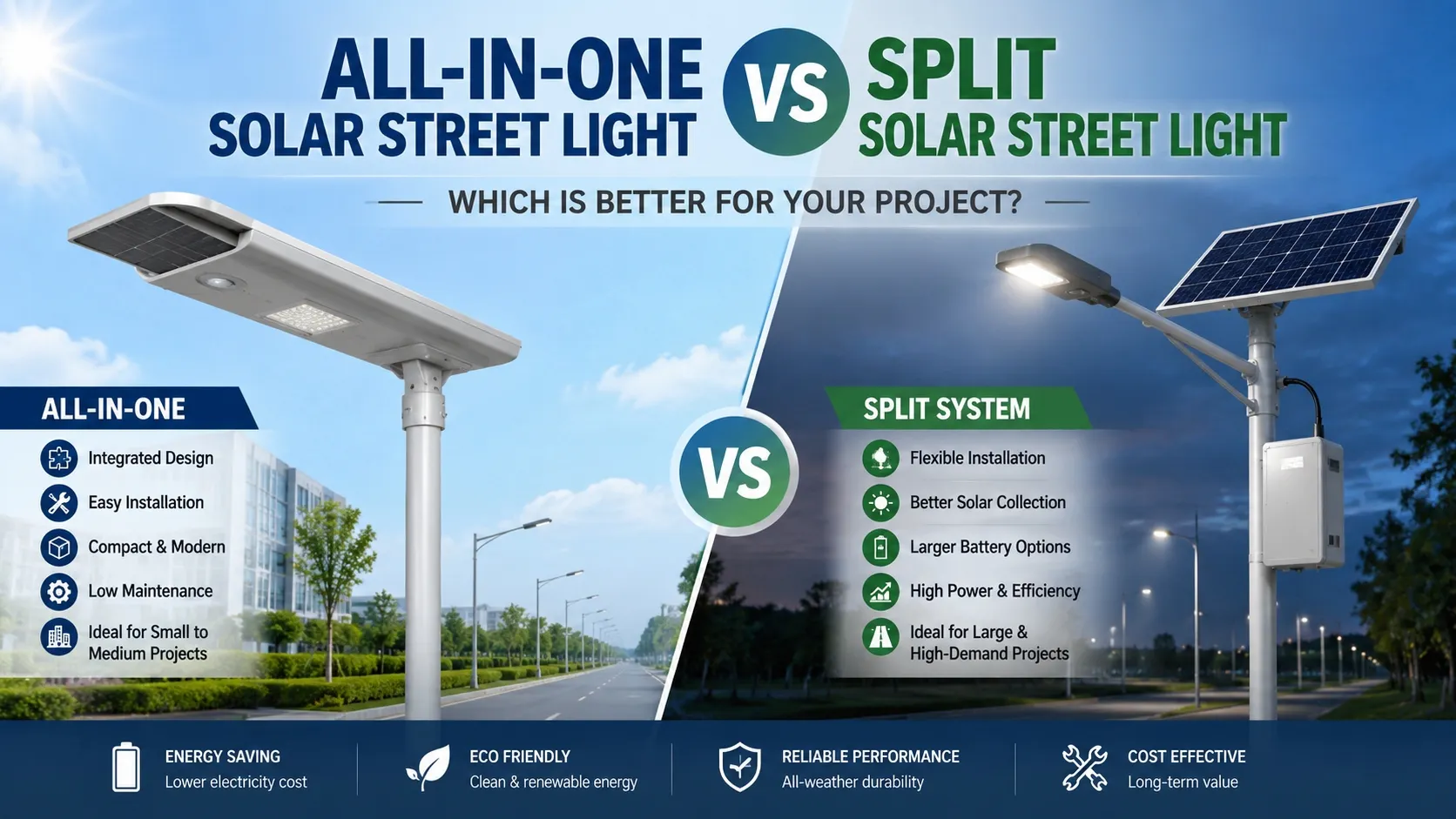 All-in-One Solar Street Light vs Split Solar Street Light