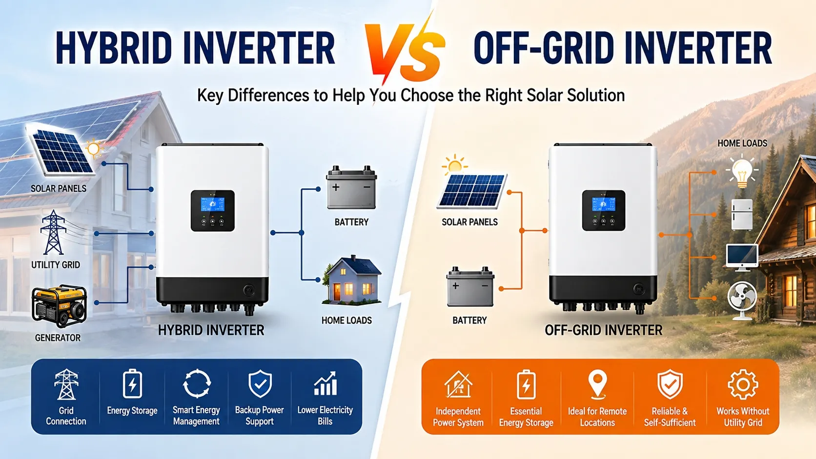 Hybrid Inverter vs Off-Grid Inverter