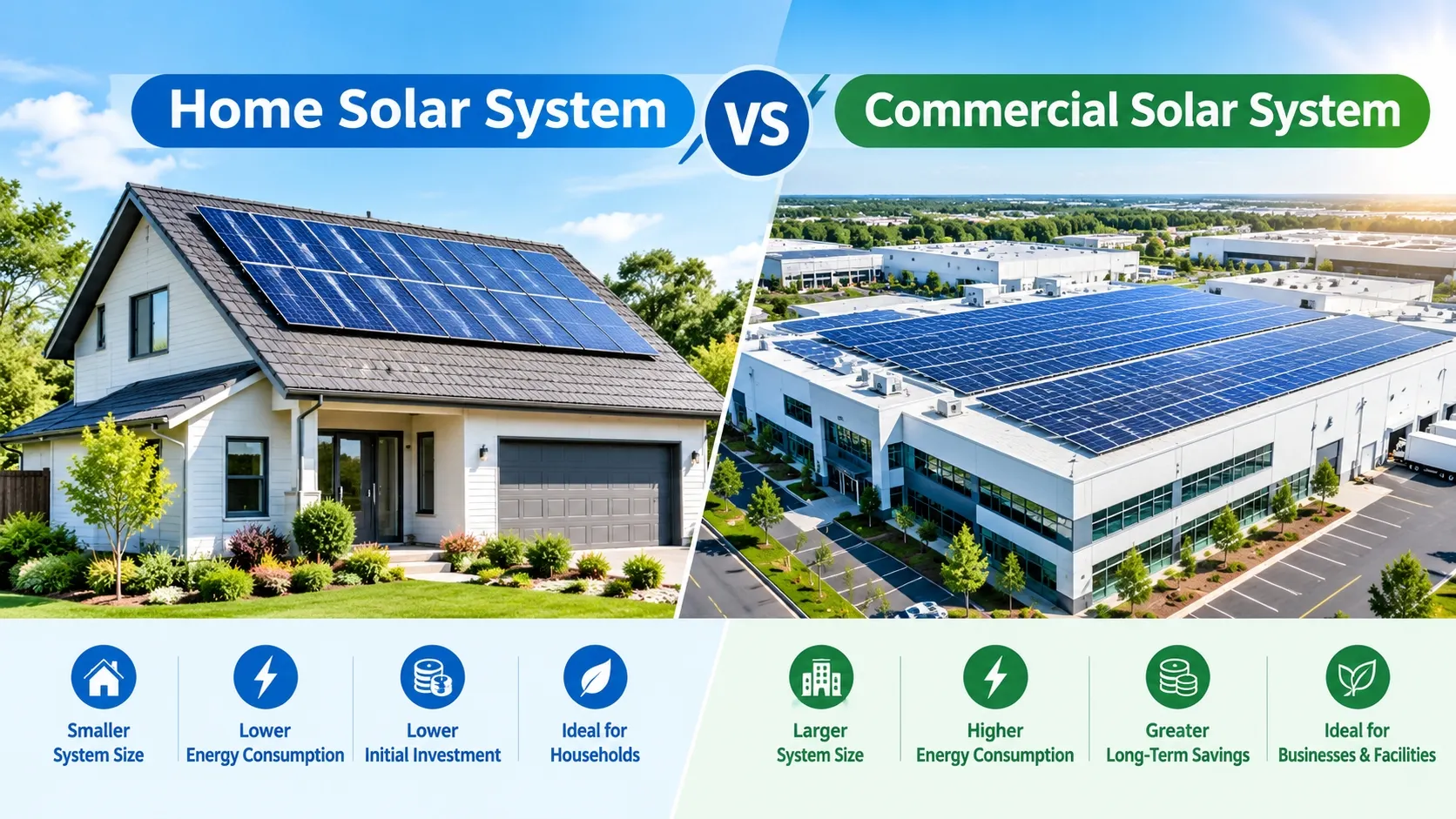 Home Solar System vs Commercial Solar System