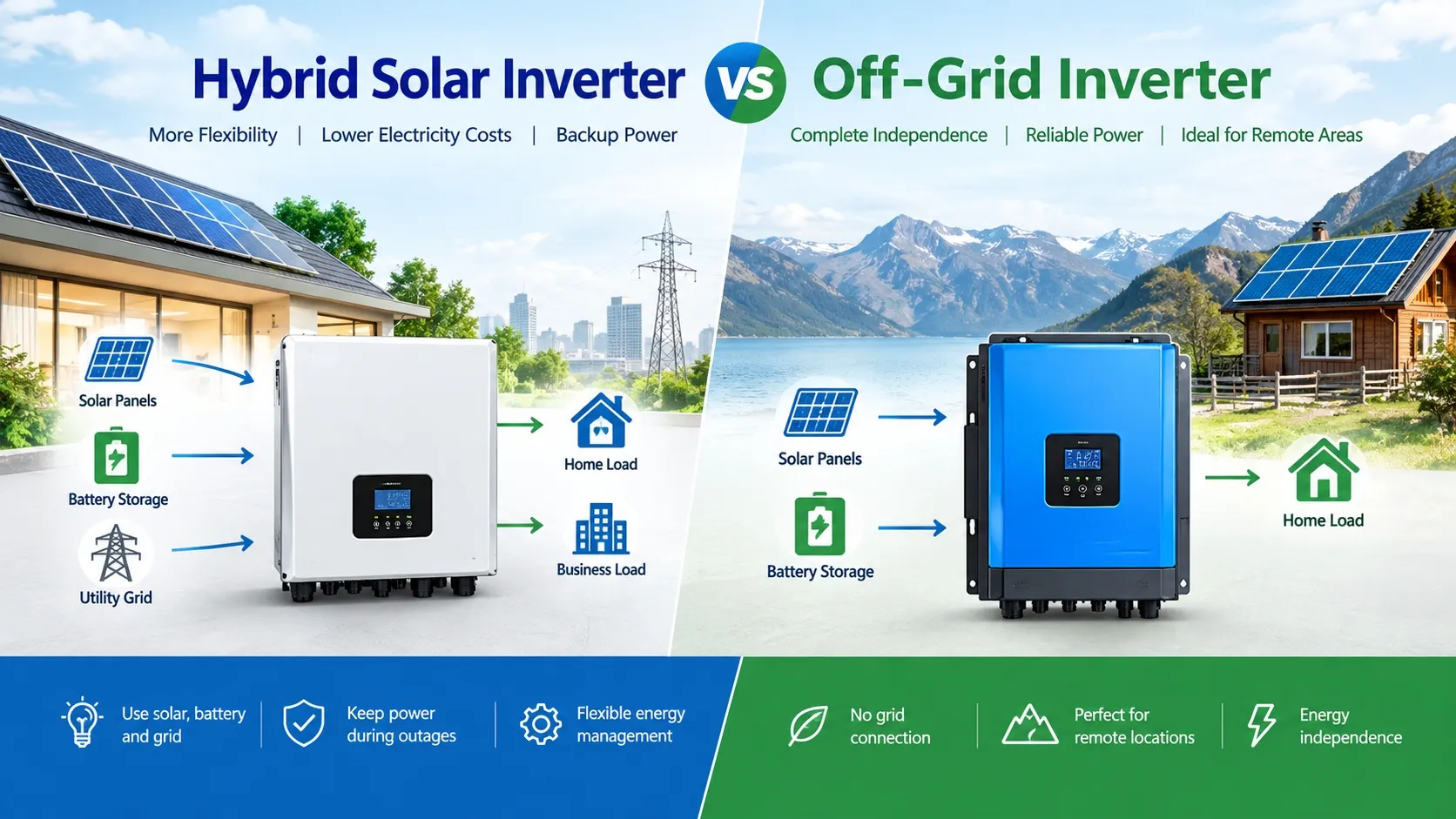 Hybrid Solar Inverter vs Off-Grid Inverter
