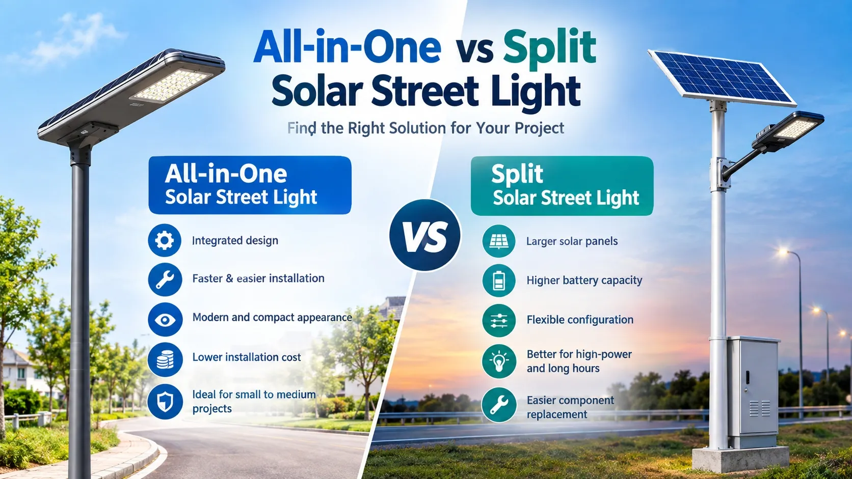 All-in-One vs Split Solar Street Light